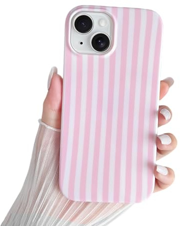 SmoBea for iPhone 13 Case Cute Striped Phone Case Soft TPU Slim Shockproof Phone Cover for Women Girls Beautiful and Stylish, Pink