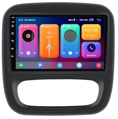 Radio para Coche Android 14 de 9 Pulgadas, Pantalla táctil 2 DIN para Renault Trafic/Opel Vivaro B (2014-2018), cámara AHD, SWC, Bluetooth, CarPlay y navegación GPS.