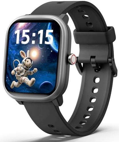 Roffnet Kids Smart Watch for Boys Girls, Fitness Tracker with Heart Rate Sleep Monitor, 1.83 Touchscreen with 12 Puzzle Games, Waterproof Activity Tracker Pedometer for Android iPhone (Black)