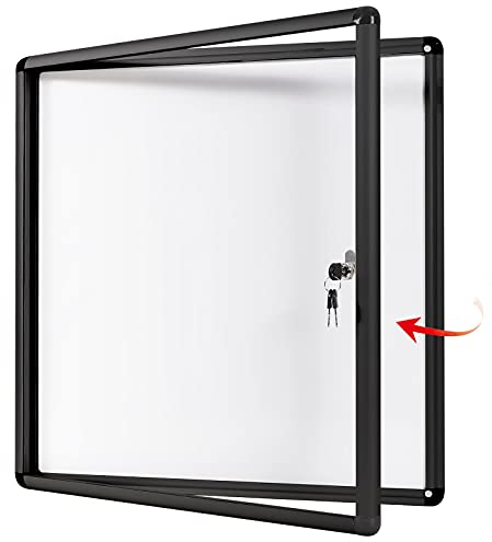 SwanSea Tableau d'affichage fermé, magnétique, Vitrine Affichage avec un Cadre en Aluminium Noir et Porte en Verre Acrylique, 67 x 72cm(6 x A4)