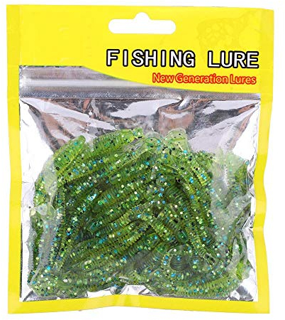 fischköder Wurm,angelköder,50 stücke Weiche Angelköder Köder Set, 5 cm Kunststoff Fischköder T-Schwanz Grub Wurm Köder Fischgeschirr Zubehör 9 Farben(Cyan)