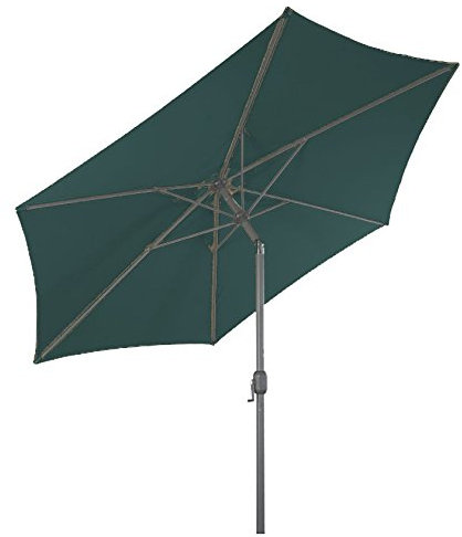 Spetebo Sombrilla de aluminio de 250 cm con articulación y manivela, verde, 250 cm