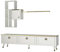 Alphamoebel 4777 Cornelia Wohnwand TV Lowboard Schrankwand Mediawand, Weiß, Holz, großes Hängeregal, viel Stauraum mit 3 Türen, für Wohnzimmer, Designerstück, runde Türgriffe, 180 x 46,5 x 35 cm