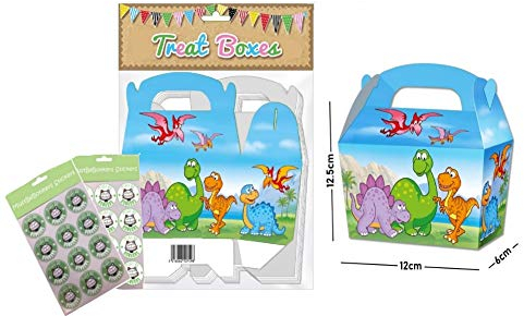 20 Boys Dinosaur Birthday Party Fun Treat Boxes Cupcake Favour Sweet Gift Box & Sticker Seals