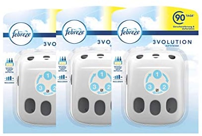 3 x Febreze 3VOLUTION Regulierbarer Duftstecker 3 Kammern Für Nachfüll Flakons