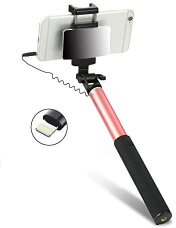 Trípode para selfies de aleación de aluminio ligero en un palo extensible para selfies con espejo oro rosa