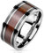 Paula & Fritz® Ring Herren Holz-Inlay 316L Chirurgenstahl Größe 70 (22,3) Silber Schwarz Braun Herren-Ring Partnerring Bandring Damenring Freundschaftsring