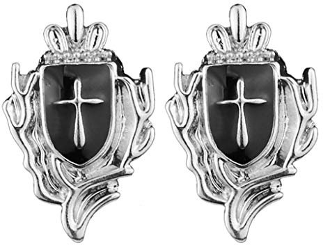 1 Paire Croix Bouclier Costume d'affaires Chemise col épinglette Broche Conseils Hommes Bijoux