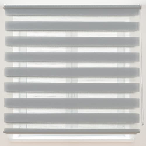 Dalina Textil Estor Enrollable de Doble Capa Noche y Día 120x180cm (Ancho x Largo), Tamaño de Tela 117x175cm(Gris)