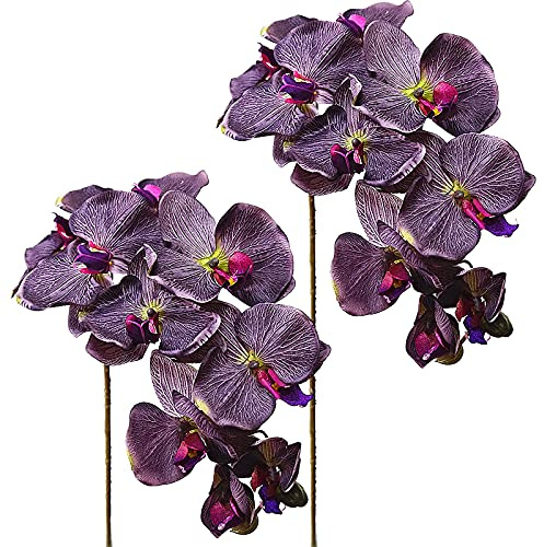 DEDEMCO Künstliche Orchideenstiele, echte Haptik, Phalaenopsis-Orchidee, künstliches Polyestergewebe, Orchideen für Büro, Schlafzimmer, Hochzeit, Party, Dekoration und Hochzeitsfotografie
