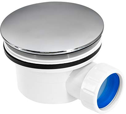 Bonde d'échappement pour Plateaux de Douche diamètre Trou 90 mm, Coque ABS chromée, inspectable, Montage Rapide, encombrement réduit