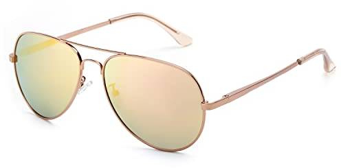 SODQW Sonnenbrille Damen Verspiegelt Polarisiert Mode Brille für Autofahren Angeln Metallrahmen mit UV400 Schutz