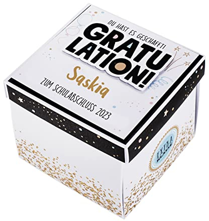 Herz & Heim® Überraschungsbox Gratulation, du hast es geschafft, mit Wunschname und -Text