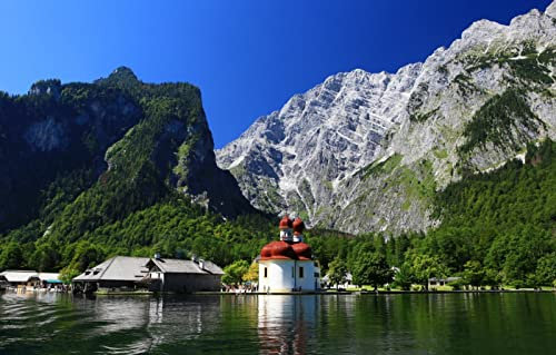 LHJOYSP Puzzle mädchen 3D Puzzle 1000 Teile,natürliche Schönheit,Deutschland,Bayerische Alpen,Königssee,Watzmann,St.-Bartholomäus-Kirche,75x50cm