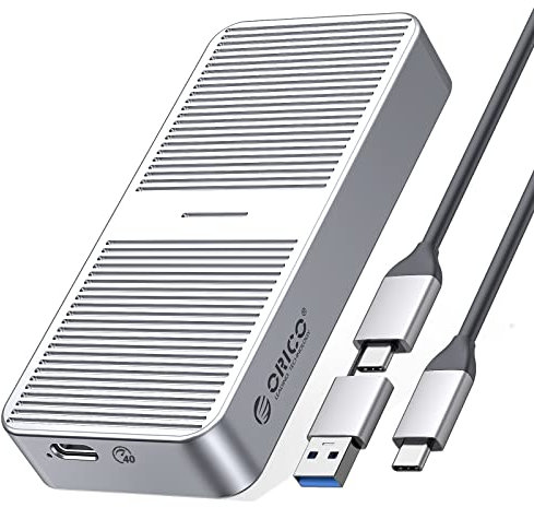 ORICO Upgraded M.2 NVME SSD Enclosure 40Gbps PCIe3.0x4 USB C Adapter, Aluminum NVME PCIe 2280 M-Key(B+M Key) External Solid State Drive Case, Support Thunderbolt 3/4 USB3.2/3.1/3.0/Type C-M224-Silver
