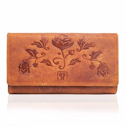 Geldbörse Damen groß viele fächer Leder Vintage Paolo Peruzzi T-05