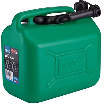 Draper Bidon d'essence en Plastique de 10 L | Jerry Fuel Diesel Can | Réservoir d'eau 10 000 CC | Diamètre du Bec Flexible 20 mm | Longueur du Bec 290 mm | 09055, Vert
