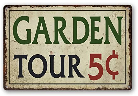 Garden Tin Sign Outdoor Gardening Metal Signs, Garden Tours 5 Cents, Retro Hummingbird Welcome Sign Decorative Flower Sign Cute Signs Vintage Secret Decor Farm Home Decor Wall Personalized 12×8 Inch