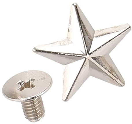 50 Stück Zinklegierung 14mm Sternform Nieten, Nieten Aus Leder Stern Bolzen Metall Klaue Perlen Nailhead DIY Bolzen Mit Schrauben Ledercraft Nieten Sternenknöpfe Für DIY Kleidung Schuhe(Silber)