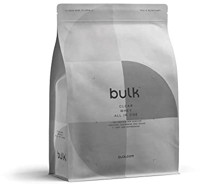 Bulk Clear Whey All in One, Protein Powder Shake With Creatine, Glutamine, BCAA, Carbohydrates, Apple & Blackcurrant, 500 g, 10 Servings, Packaging May Vary