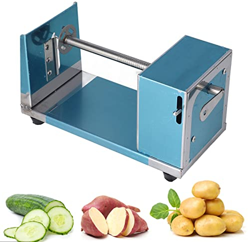 Coupe Frites Manuel en Spirale, Machine à Tarte aux Pommes de Terre à Manivelle Rotative en Acier Inoxydable, Machine à Frites Torsadées à Manivelle pour Oignon, Carotte, Concombre