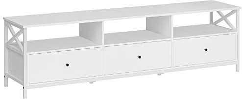 VASAGLE TV Stand, TV Cabinet for up to 80 Inch TV, TV Table with 3 Drawers and 3 Open Shelves, 40 x 178 x 50 cm, for Living Room, Bedroom, Steel Frame, White LTV302W46