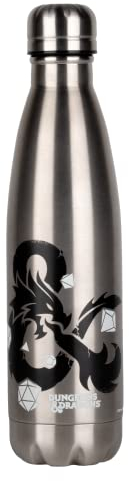 Konix Dungeons & Dragons Isolierflasche - Edelstahl - 500 ml - Logo-Motiv - Silber