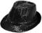 PROUSKY Schwarzer Paillettenhut, glitzernde Jazzkappen, Hip-Hop-Paillettenhut, gl?nzender Disco-Hut, glitzernder Hut f¨¹r Party, Kost¨¹m, Hut, Hip-Hop-Jazzt?nzer, Gangster, Rapper, Cowboy, Mardi Gras