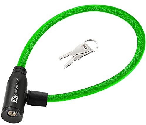 Electric Steel Cable Lock with Keys 60 cm Lock Bicycle Anti-Theft Chain Bicycle Lock with Key (Green)