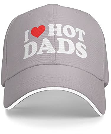 I Love Hot Dads I Heart Hot Dads Geschenk Baseball Cap Herren Cowboyhut Damen Trucker Hut Sonnenhut Papa Mütze Angelhut Schwarz