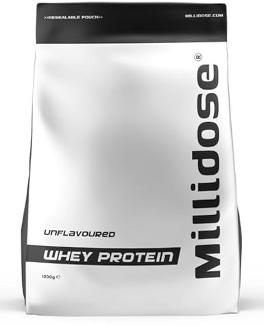 Millidose 1kg unflavoured Protein Powder - unflavoured whey Protein Powder Perfect for a high Protein Shake or Snack - whey Nutrition for Building Muscle - 38g of Protein per Serving