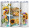 Baby Highland Cow In a Bucket Isolierte Skinny Tumblers Tasse Kaffeetasse mit Deckel Sonnenblumen 590 ml – Wiederverwendbare Edelstahl-Wasserflasche für heiße und kalte Getränke, Teetasse, Eiskaffee,