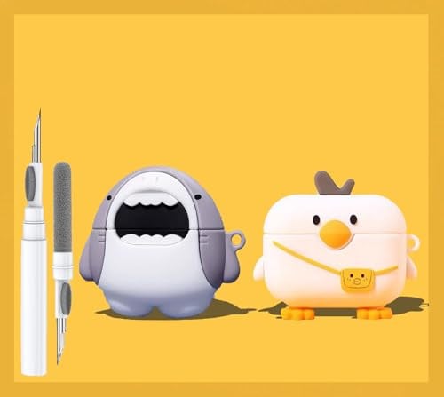 Niedliche Schutzhülle für Airpod Pro/Pro 2 Gen 2023/2022/2019, lustige 3D-Cartoon-Kawaii-Haut mit Reinigungsset und Schlüsselanhänger für Apple Air Pod Pro 2. / 1. Generation für Jungen, Mädchen