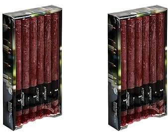 Stabkerze Kerze Rustic 2 x 12er-Set (24 Stabkerzen) – Brenndauer: 8 Std., rußfrei – für Kerzenständer, Kerzenhalter - Kerze, Adventskranz, Advent, Weihnachten, Deko, Gastro, Hochzeit - (weinrot)