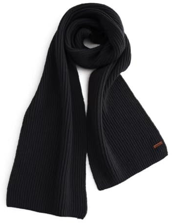 Flysluo Schal Damen Herren, Klassischer Gestrickter Loop Damen Herren Schal Winter Warm Lange Knit Scarf Strickschal Winterschal Feinstrick Unisex,Größe 185 x 35 cm,Schwarz
