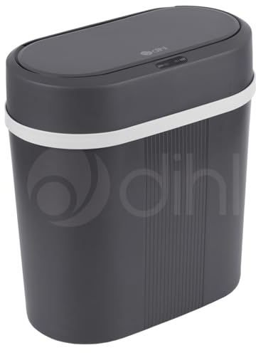 Dihl 12 Litre Modern Slimline Automatic Motion Sensor Waste Bin, Compact Narrow, Grey, with Waterproof Lid, Specially Designed for Bathrooms and Kitchens