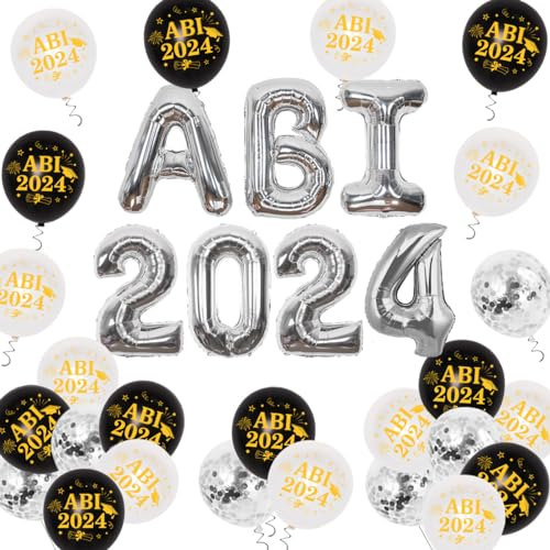 JOYMEMO ABI 2023 Deko Abschlussfeier Dekorations 2023 ABI Luftballon Black White Abitur Abschluss Schulabschluss Feier Party Dekoration ABI 2023 Abschlussfeier Ballon f¨¹r Gymnasiast