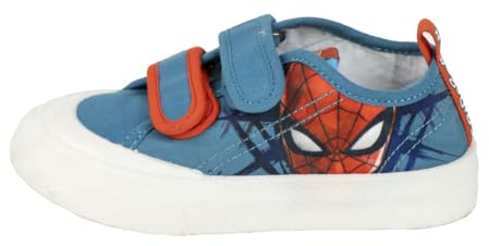 Spiderman Kinder-Turnschuhe - Blau und Rot - Größe 32 - Klettverschluss - Canvas-Turnschuhe mit TPR-Sohle - Hinten anziehbar - Original Produkt entworfen in Spanien