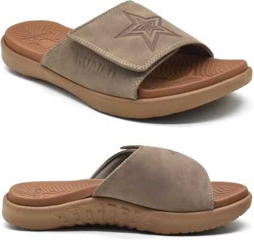 KuaiLu Sandales Hommes Plage Piscine Sport Claquette Antidérapante Légère Support de L'arche Reglables Bout Ouvert Pantoufle D'été Taille 48
