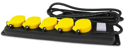 Perfect IP44 Outdoor Steckdosenleiste 5-Fach mit beleuchteten EIN/Aus Schalter, 3m