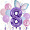 Minicloss Blau Lila Schmetterling Luftballon 8. Geburtstag Blau Lila Geburtstagsdeko Luftballon Schmetterling 8 für Kindertag Party Dekoration Jungen Mädchen Schmetterling Themen Party