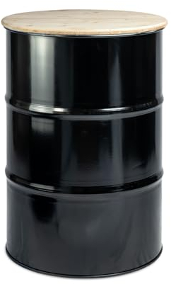 Generisch Stehtischtonne Holzplatte Schwarz Ø 59cm Gastro Industrial Bartisch Hochtisch