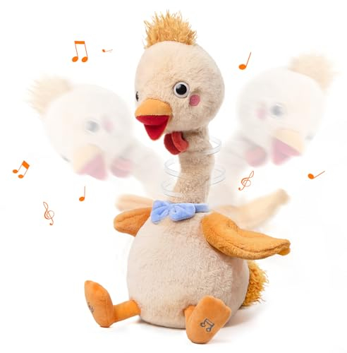 TUMAMA Poulet Parlant Qui Répète Ce Que Vous Dites Jouet Électrique Interactif Parlant Et Animé Ailes Mobiles, Peluche Chantante Cadeau d'anniversaire pour Les Tout-Petits Enfants