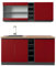Vicco Singleküche R-Line, Küchenzeile Single, Rot/Anthrazit, 160 cm, AP Eiche