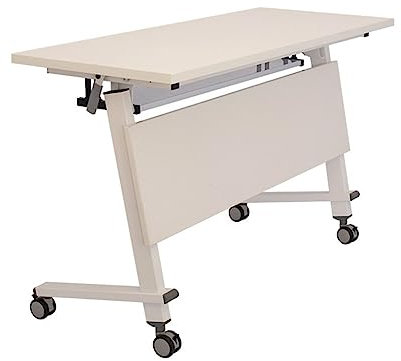 SnamicE Mobiler Schreibtisch, tragbar, ergonomisch, mit feststellbaren Rollen, Klapptisch, Klappplatte, rollender Konferenz-/Klassenzimmertisch (weiß, 1200 x 600 x 750 mm)