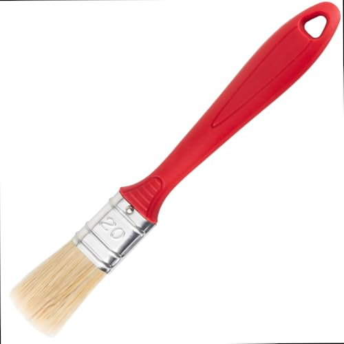 Flachpinsel | Malerpinsel | mit rot Kunststoff-Griff | (1 Stück, Bürstenbreite: 20 mm)