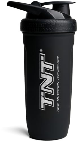 TNT Shaker Reforce Stainless Steel • 700 ml • auslaufsicher • Maßeinheiten innen graviert • frei von BPA & DEHP • geprüfte Qualität(Schwarz)