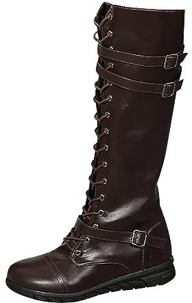 Stivali stringati da donna con tacco a blocco, fibbie e suola plateau anteriore impermeabile bambini 36, marrone, 42 EU