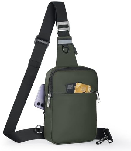 BROADREAM Sling Chest Crossbody Bag, Wasserdicht Umhängetasche Brusttasche Schultertasche Herren Damen - Handytasche mit RFID-blockierende Reißverschlusstasche Geeignet für Outdoor-Sport und Wandern