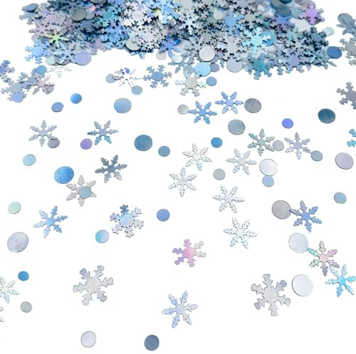 AIVEKE 700PCS Silver Snowflakes Confetti - Mixed Christmas Snowflakes Confetti Snowflake Sequins Glitter Confetti DIY Confetti Winter Holiday Xmas Wedding Party Decorations